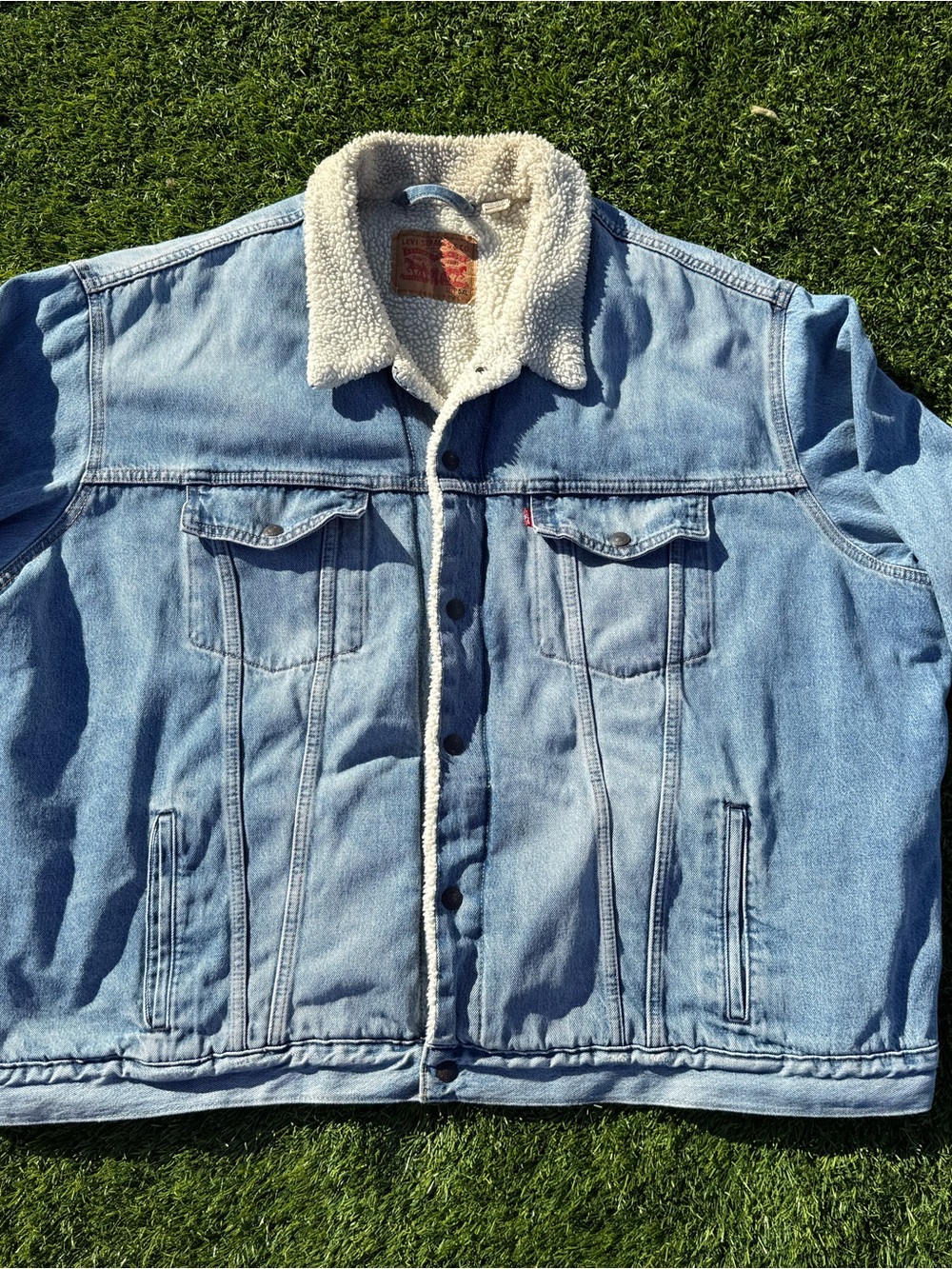 Levi's Light Blue Denim Sherpa Jacket with Cream Lining Size 5XL